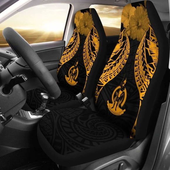 Vanuatu Polynesian Car Seat Covers Pride Seal And Hibiscus Gold - 232125 - YourCarButBetter