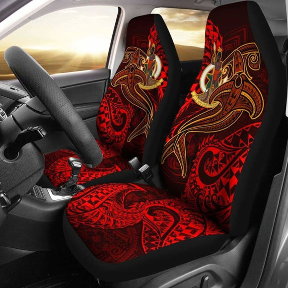 Vanuatu Polynesian Car Seat Covers - Red Shark Polynesian Tattoo - 102802 - YourCarButBetter