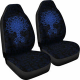 Viking Car Seat Cover - Vegvisir Tree Of Life - Blue - 110424 - YourCarButBetter