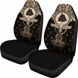 Viking Car Seat Covers Flying Raven Tattoo And Valknut Gold 105905 - YourCarButBetter