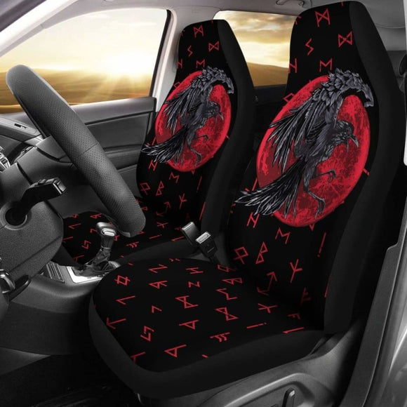 Viking Car Seat Covers Odin Raven With Blood Moon Amazing 144909 - YourCarButBetter