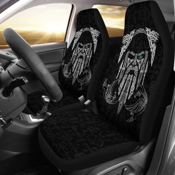 Viking Car Seat Covers Odin’S Eye With Raven 144909 - YourCarButBetter