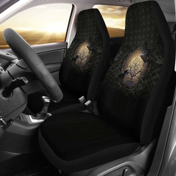 Viking Car Seat Covers Odin’S Raven Tree Of Life Valknut Rune Circle 144909 - YourCarButBetter