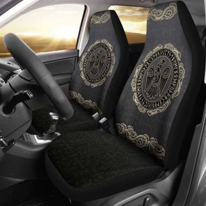 Viking Odin’S Raven Rune Circle Car Seat Covers 144909 - YourCarButBetter