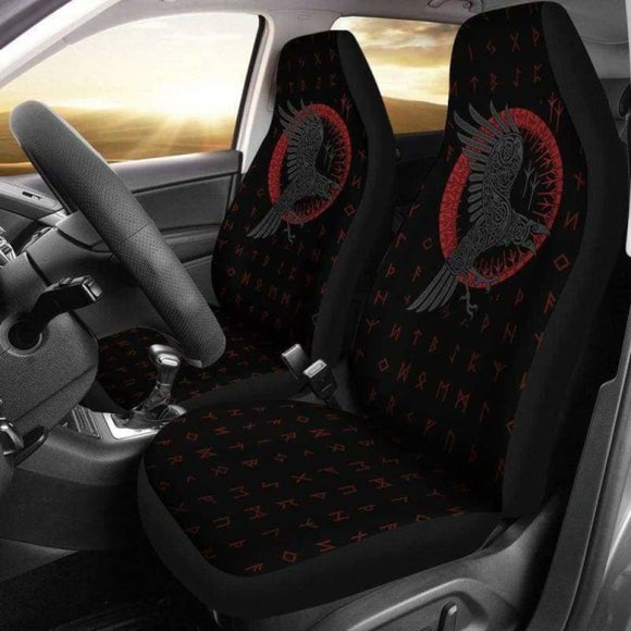 Viking Ragnar’S Raven Rune Car Seat Covers 144909 - YourCarButBetter