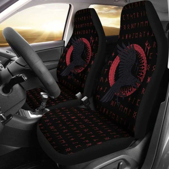 Viking Raven With Rune Car Seat Covers 105905 - YourCarButBetter