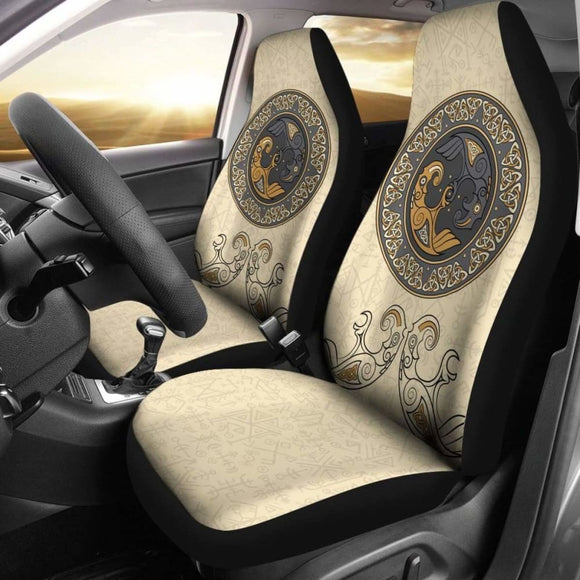Viking Shield With Twins Ravens God Of Odin Car Seat Covers 144909 - YourCarButBetter