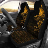 Vikings Car Seat Covers - Raven Tattoo Style Gold 174914 - YourCarButBetter