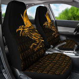 Vikings Car Seat Covers - Raven Tattoo Style Gold 174914 - YourCarButBetter