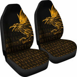 Vikings Car Seat Covers - Raven Tattoo Style Gold 174914 - YourCarButBetter