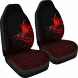 Vikings Car Seat Covers - Raven Tattoo Style Red 174914 - YourCarButBetter