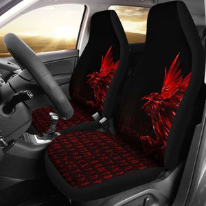 Vikings Car Seat Covers - Raven Tattoo Style Red 174914 - YourCarButBetter