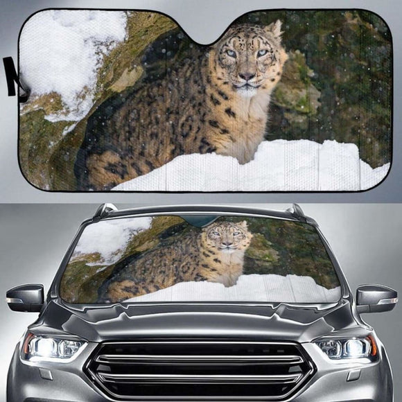 Villy Snow Leopard Cave Snow 4K Car Sun Shade 172609 - YourCarButBetter