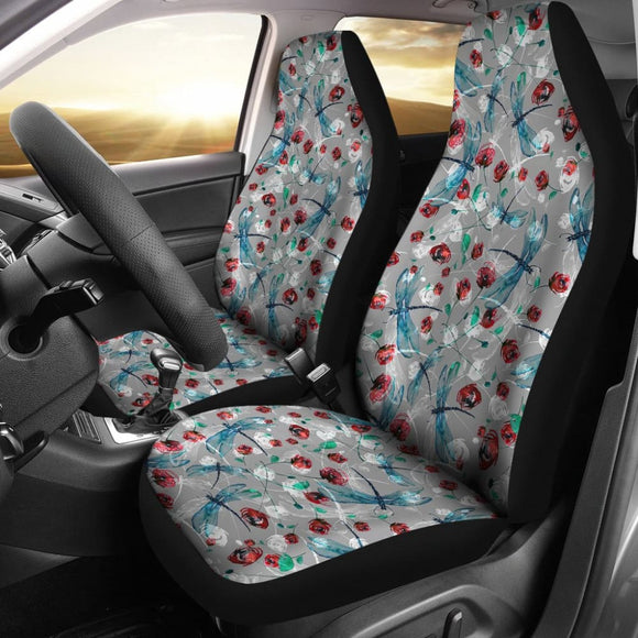 Vintage Flower and Dragonfly Car Seat Covers 210302 - YourCarButBetter