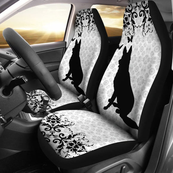 Vintage German Shepherd White Background Car Seat Covers 210202 - YourCarButBetter