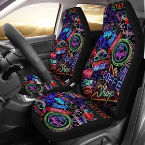 Vintage Neon Advertising Car Seat Covers 153908 - YourCarButBetter