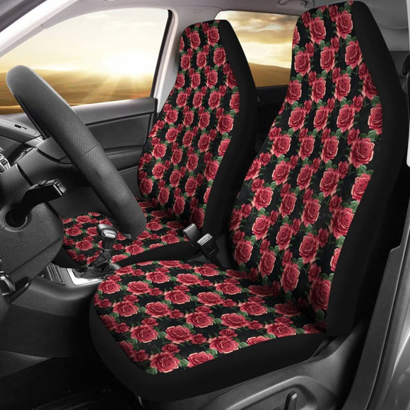 Vintage Rose Car Seat Covers Roses Pink Red And Black 174510 - YourCarButBetter