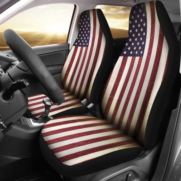Vintage Style USA Flag Car Seat Covers 210202 - YourCarButBetter