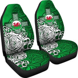 Wales Celtic Car Seat Covers - Welsh Dragon Flag With Celtic Cross (Green) 184610 - YourCarButBetter