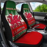 Wales Celtic Christmas Car Seat Covers - Welsh Dragon Nadolig Llawen Ugly Christmas Style Green - 160830 - YourCarButBetter