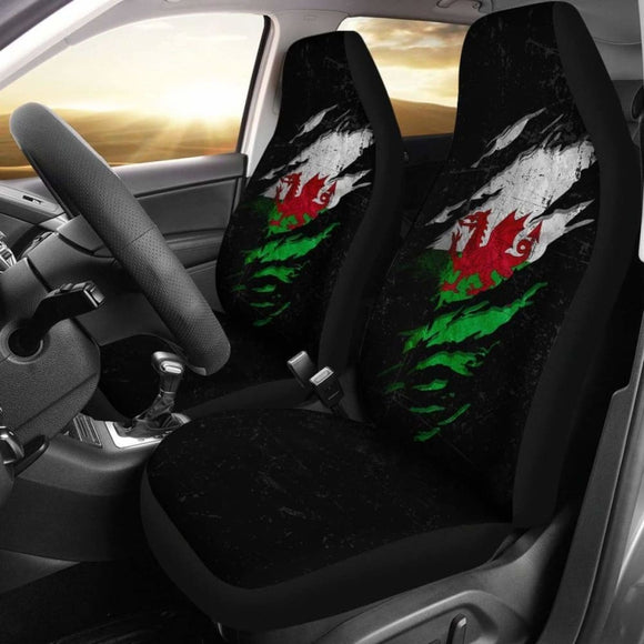 Wales In Me Car Seat Covers - Special Grunge Style (Set Of Two) 232125 - YourCarButBetter