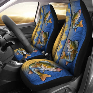 Walleye Fish Scale Pattern Fishing Car Seat Covers 182417 - YourCarButBetter
