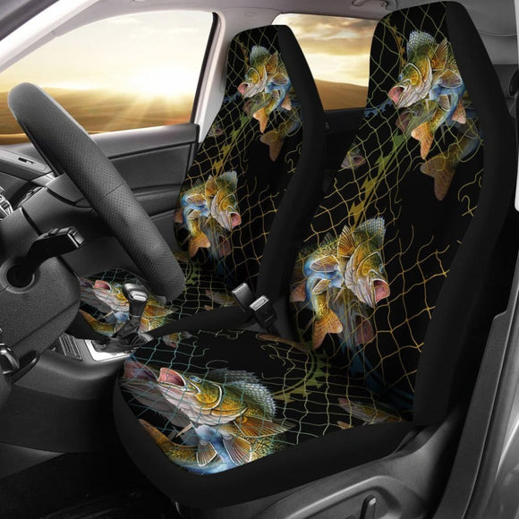 Walleye In The Net Fishing Car Seat Covers 182417 - YourCarButBetter