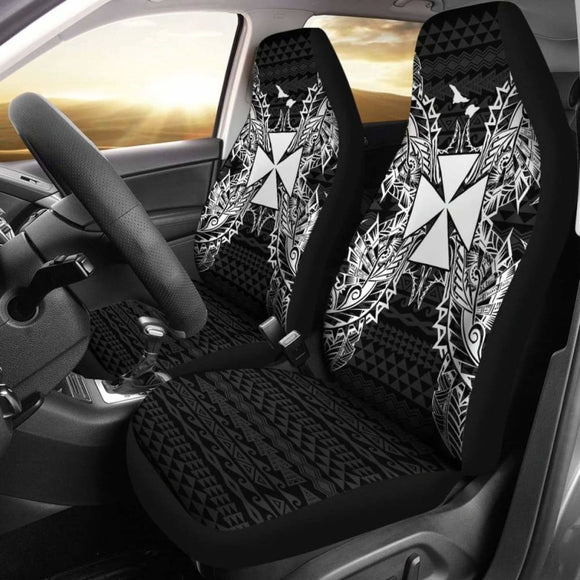 Wallis And Futuna Car Seat Cover - Wallis And Futuna Coat Of Arms Map Black - 105905 - YourCarButBetter