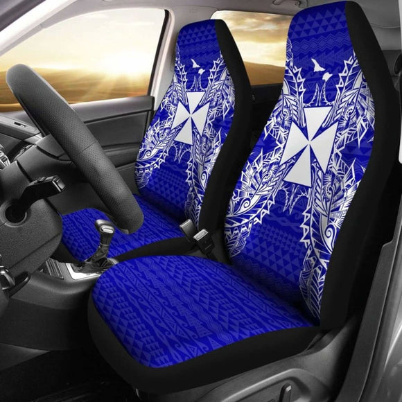 Wallis And Futuna Car Seat Cover - Wallis And Futuna Coat Of Arms Map Blue - 105905 - YourCarButBetter