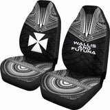 Wallis And Futuna Car Seat Cover - Wallis And Futuna Coat Of Arms Polynesian Chief Tattoo Black Version - 105905 - YourCarButBetter