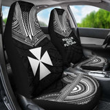 Wallis And Futuna Car Seat Cover - Wallis And Futuna Coat Of Arms Polynesian Chief Tattoo Black Version - 105905 - YourCarButBetter