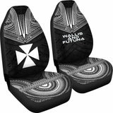 Wallis And Futuna Car Seat Cover - Wallis And Futuna Coat Of Arms Polynesian Chief Tattoo Black Version - 105905 - YourCarButBetter