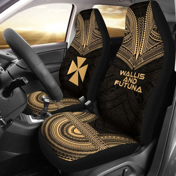 Wallis And Futuna Car Seat Cover - Wallis And Futuna Coat Of Arms Polynesian Chief Tattoo Gold Version - 105905 - YourCarButBetter