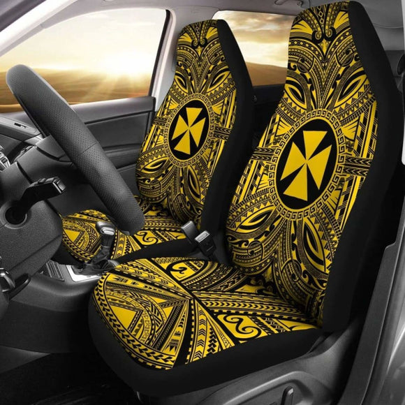 Wallis And Futuna Car Seat Cover - Wallis And Futuna Coat Of Arms Polynesian Gold Black 10 153908 - YourCarButBetter