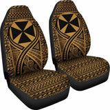 Wallis And Futuna Car Seat Cover - Wallis And Futuna Coat Of Arms Polynesian Tattoo Gold - 105905 - YourCarButBetter