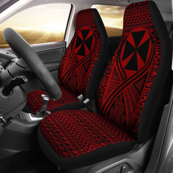 Wallis And Futuna Car Seat Cover - Wallis And Futuna Coat Of Arms Polynesian Tattoo Red - 105905 - YourCarButBetter