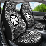 Wallis And Futuna Car Seat Cover - Wallis And Futuna Coat Of Arms Polynesian White Black 10 153908 - YourCarButBetter