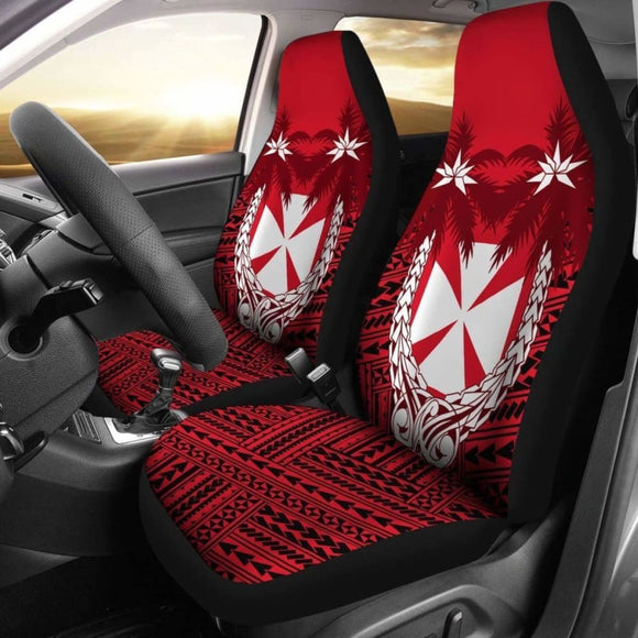 Wallis And Futuna Car Seat Covers - Wallis And Futuna Coat Of Arms Coconut Tree - 12 1 153908 - YourCarButBetter