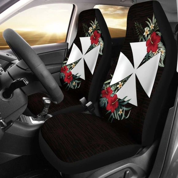 Wallis And Futuna Car Seat Covers - Wallis And Futuna Coat Of Arms Hibiscus - Amazing 1 105905 - YourCarButBetter