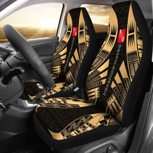 Wallis And Futuna Car Seat Covers - Wallis And Futuna Coat Of Arms Polynesian Tattoo Gold - 09 153908 - YourCarButBetter