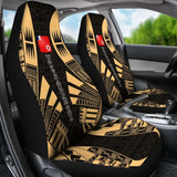 Wallis And Futuna Car Seat Covers - Wallis And Futuna Coat Of Arms Polynesian Tattoo Gold - 09 153908 - YourCarButBetter