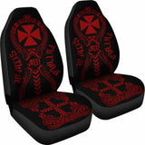 Wallis And Futuna Car Seat Covers - Wallis And Futuna Coat Of Arms Polynesian Tribal Deep Red - 105905 - YourCarButBetter