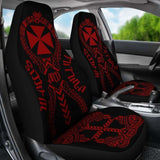 Wallis And Futuna Car Seat Covers - Wallis And Futuna Coat Of Arms Polynesian Tribal Deep Red - 105905 - YourCarButBetter