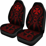 Wallis And Futuna Car Seat Covers - Wallis And Futuna Coat Of Arms Polynesian Tribal Deep Red - 105905 - YourCarButBetter