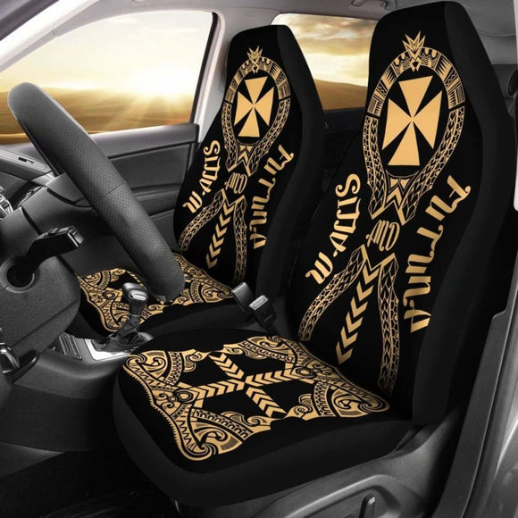 Wallis And Futuna Car Seat Covers - Wallis And Futuna Coat Of Arms Polynesian Tribal Gold - 105905 - YourCarButBetter