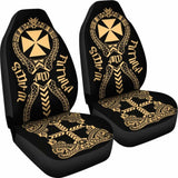 Wallis And Futuna Car Seat Covers - Wallis And Futuna Coat Of Arms Polynesian Tribal Gold - 105905 - YourCarButBetter