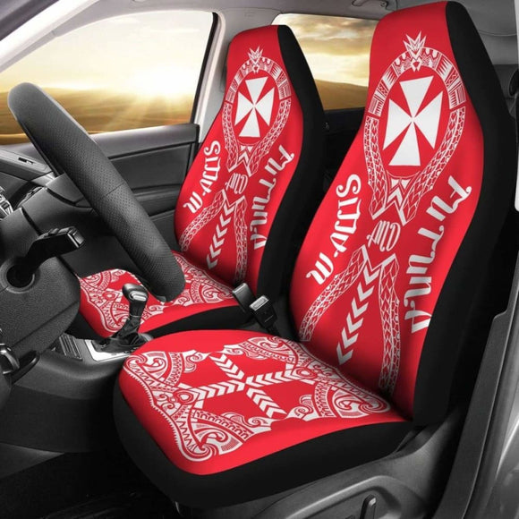 Wallis And Futuna Car Seat Covers - Wallis And Futuna Coat Of Arms Polynesian Tribal Red - 105905 - YourCarButBetter