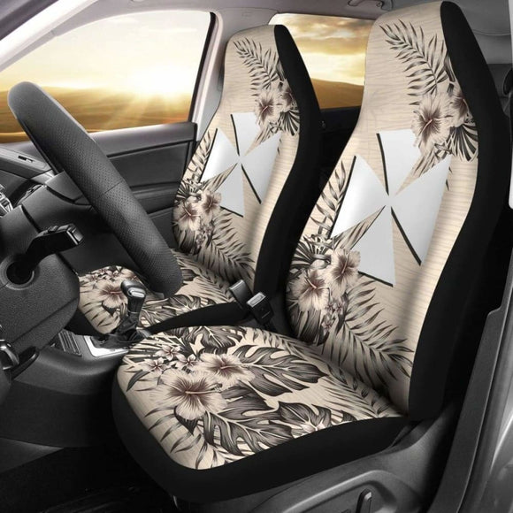 Wallis And Futuna Car Seat Covers The Beige Hibiscus (Set Of Two) 7 232125 - YourCarButBetter