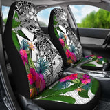 Wallis And Futuna Car Seat Covers White - Turtle Plumeria Banana Leaf - 091114 - YourCarButBetter
