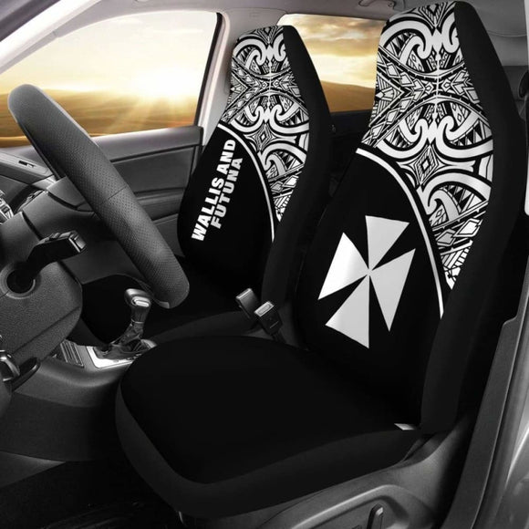 Wallis And Futuna Polynesian Car Seat Covers - Black Curve - 11 153908 - YourCarButBetter